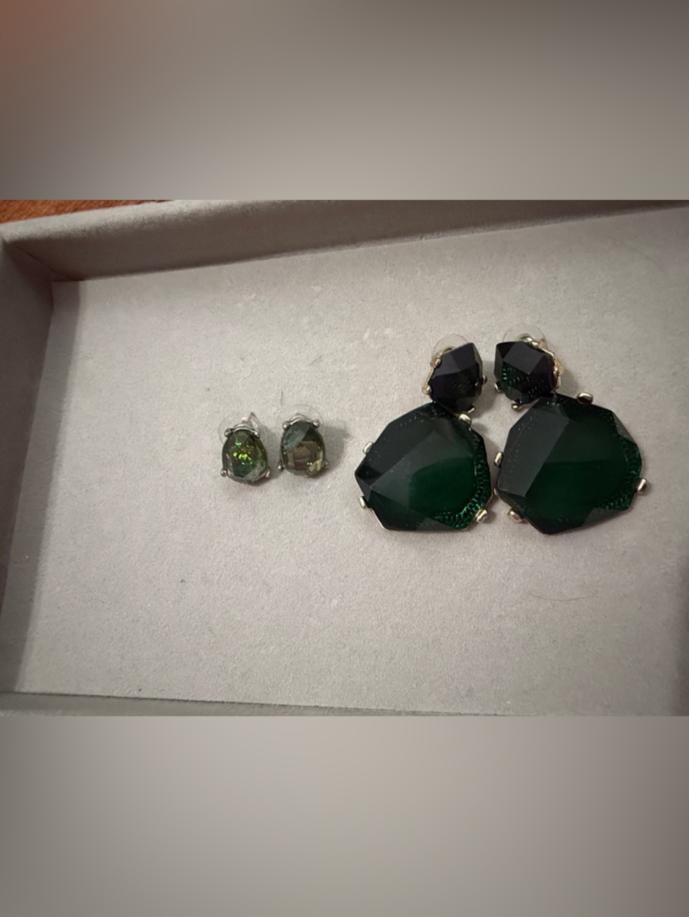 2 pairs Green Faceted Statement Earrings - Women Jewelry